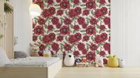 Full view of camellia flower wall design

