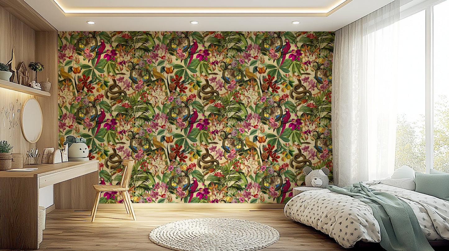Artistic collage wallpaper with antique touch

