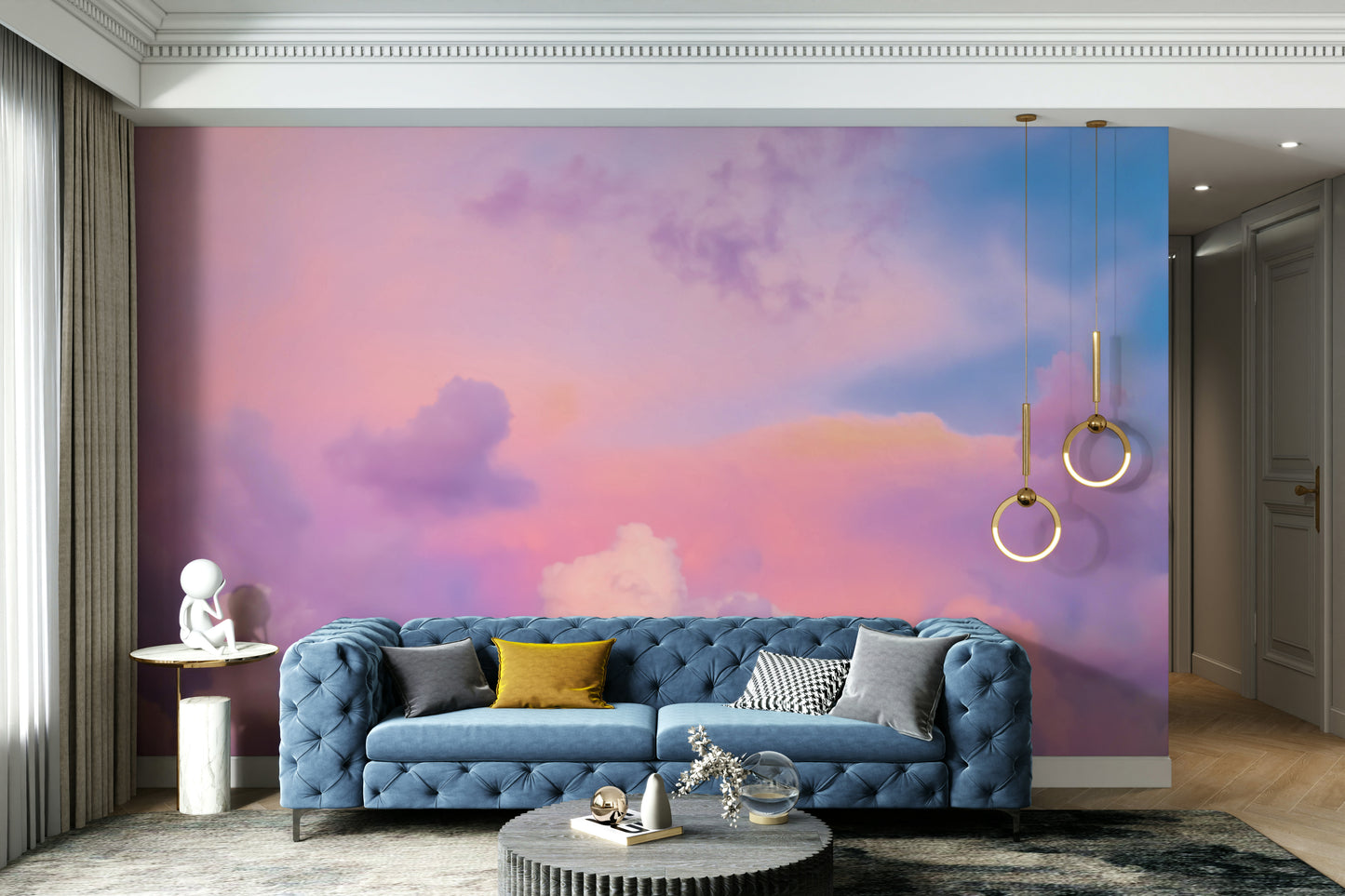 Pink and blue sky wallpaper for walls

