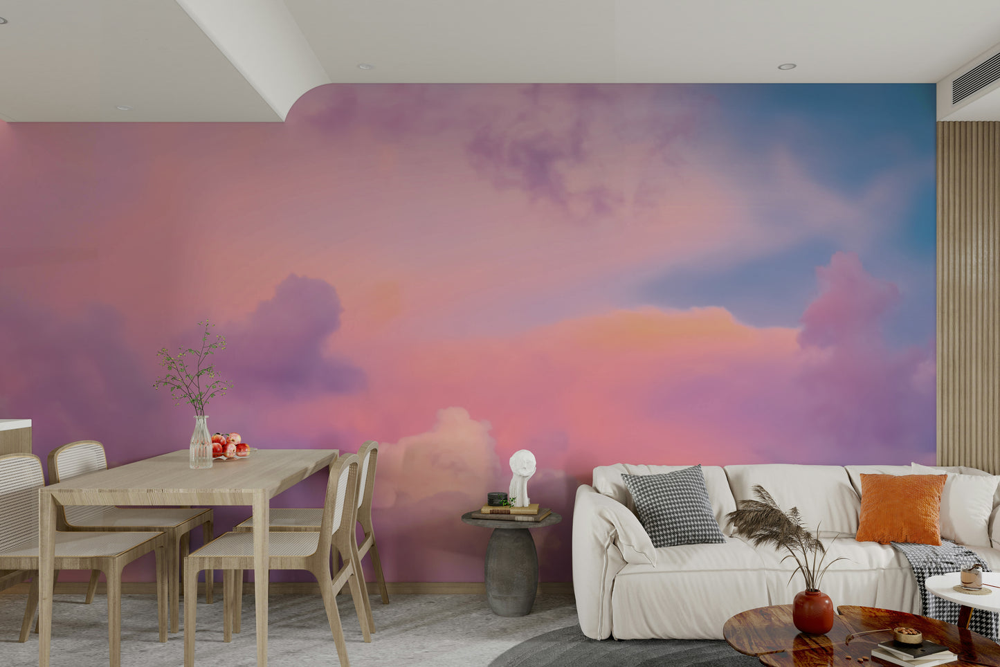 Sunset cloud wall mural with soft blend

