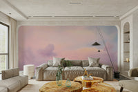 Relaxing mural wallpaper with sunset tones

