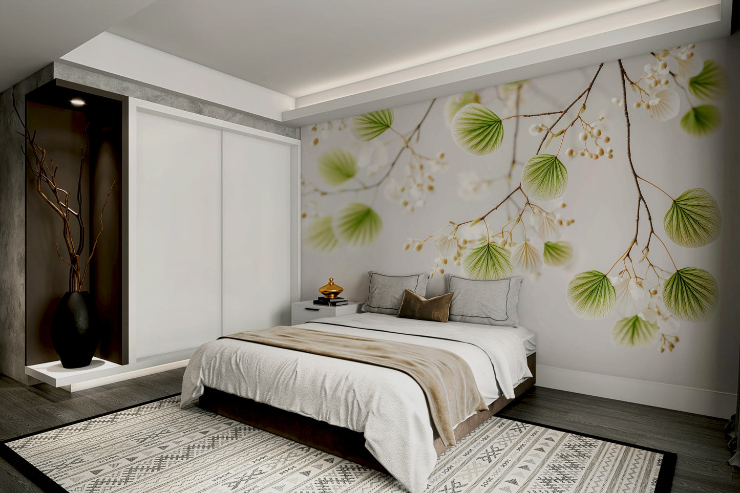 Natural leaf pattern wall mural

