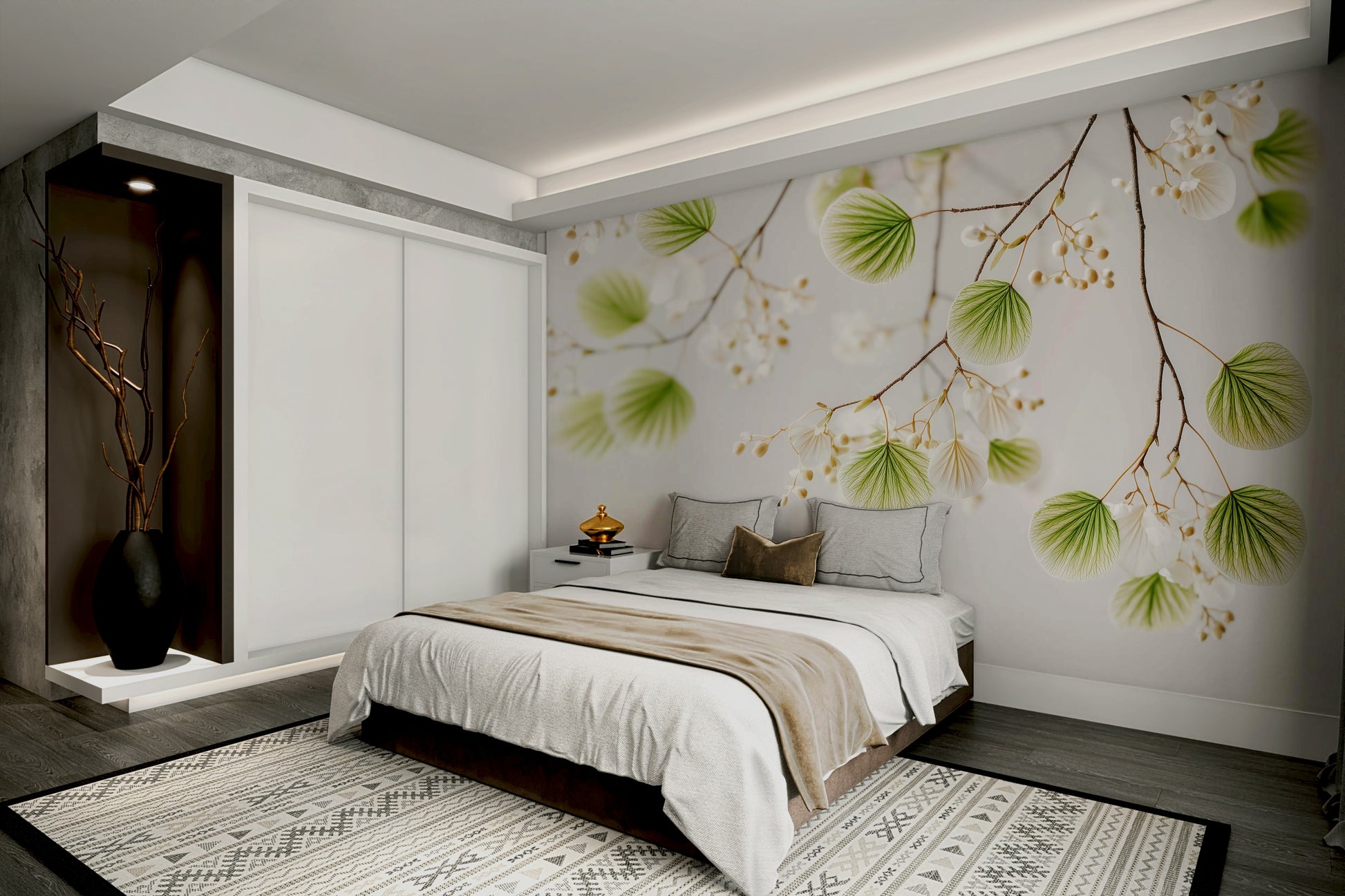 Natural leaf pattern wall mural

