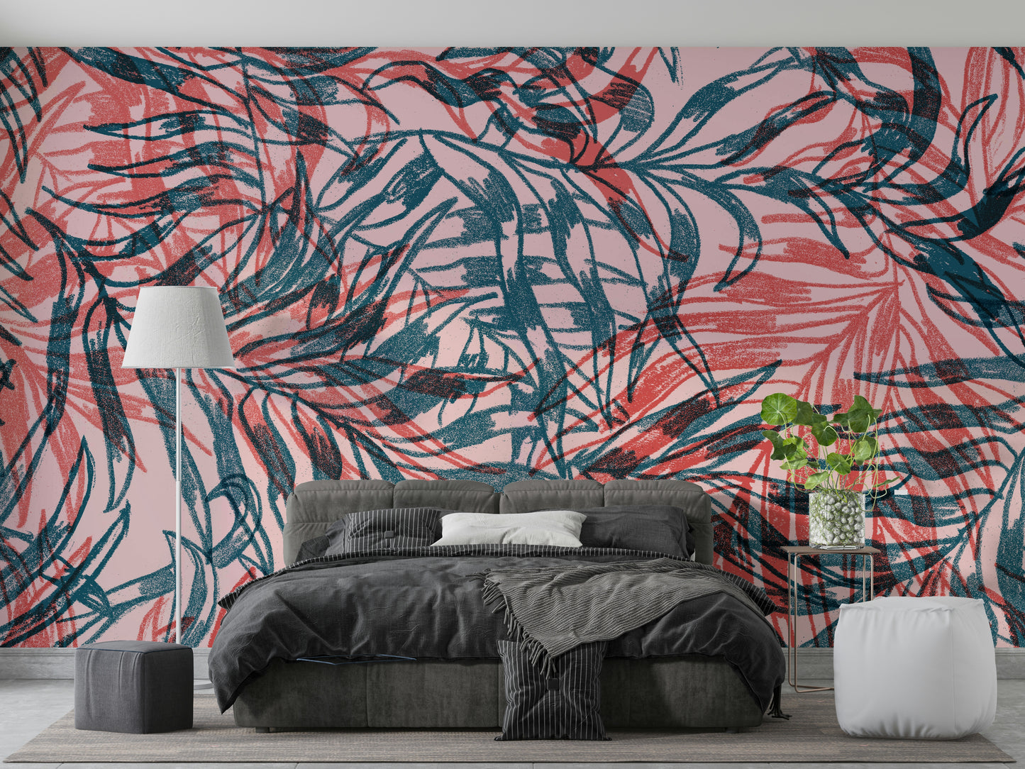 Modern tropical mural wallpaper full view

