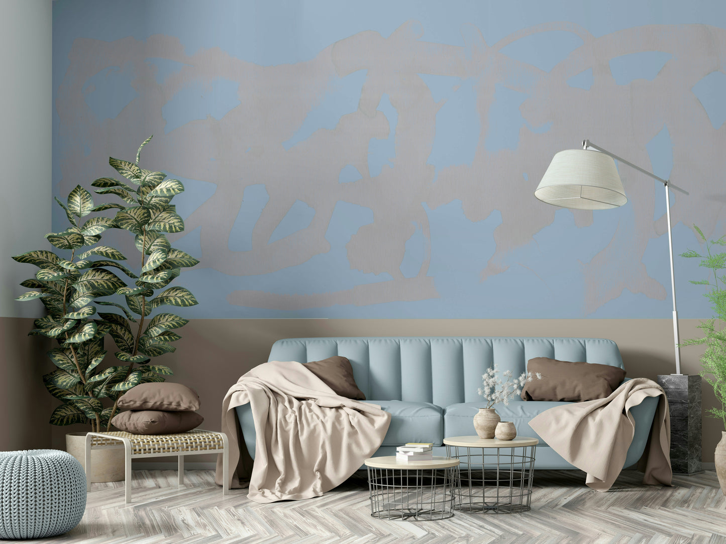 Soft abstract mural wallpaper in calm tones

