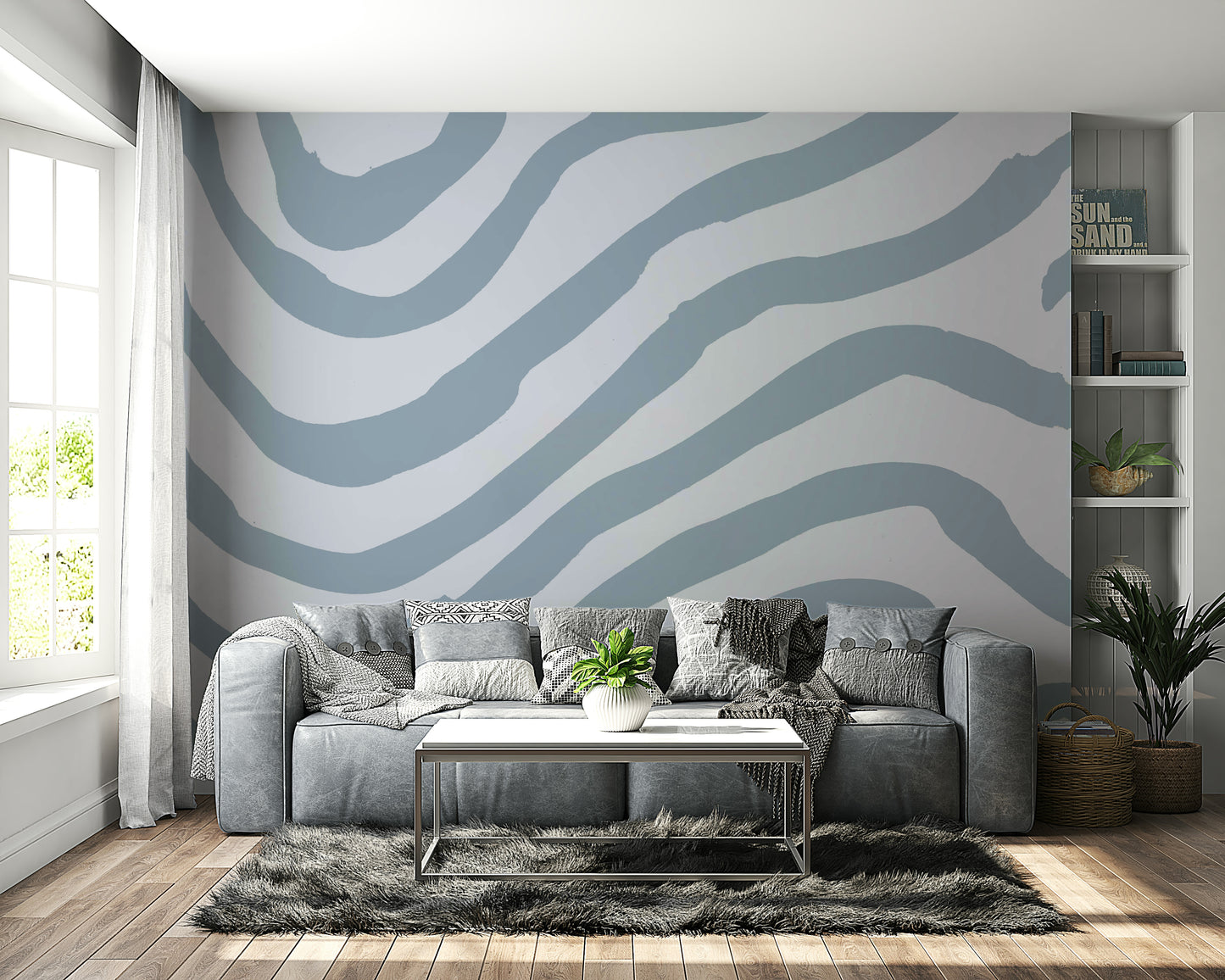 Coastal style wallpaper with vertical lines

