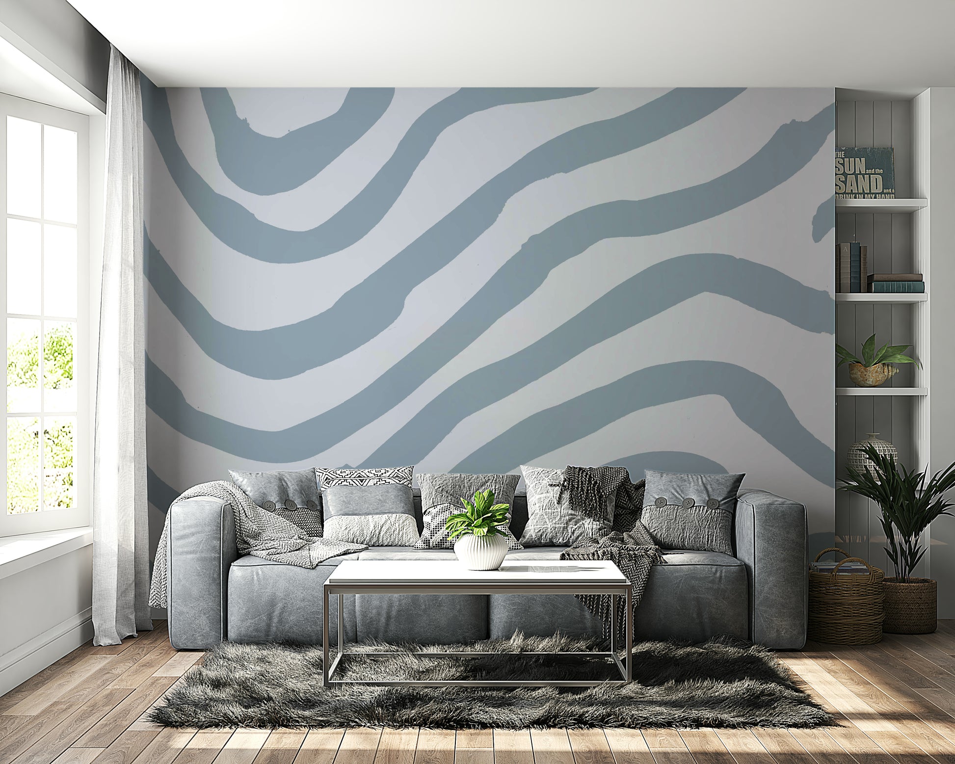 Coastal style wallpaper with vertical lines


