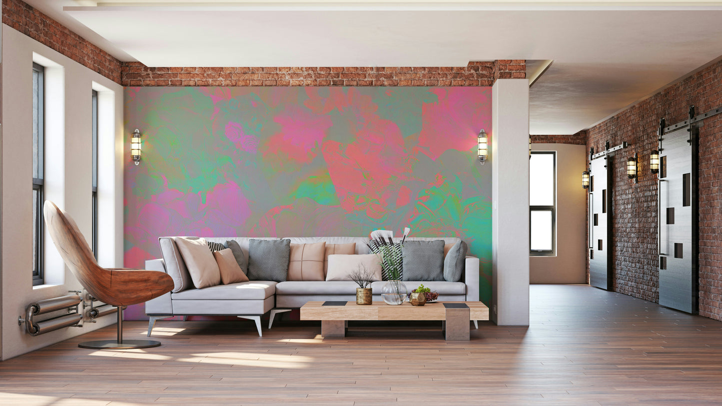 Ephemeral floral design wall mural

