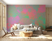 Calm floral pattern on mural wallpaper

