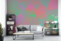 Full view of soft bloom mural wallpaper

