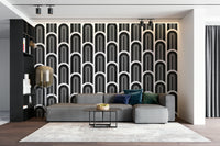 Geometric arch mural wallpaper in black and white

