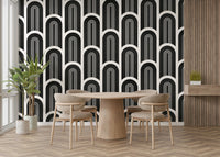 Structured wall mural with repeated curves

