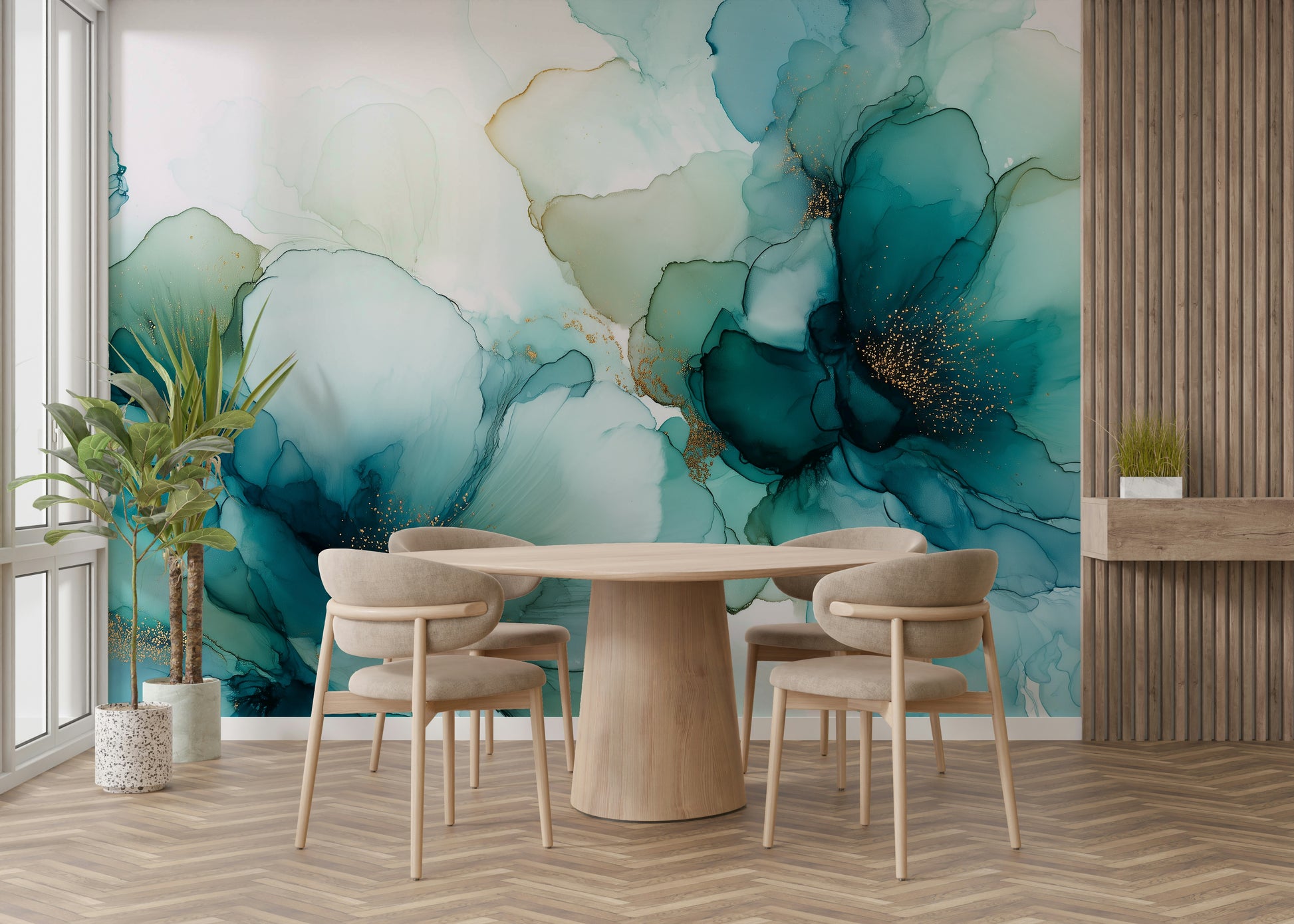 Subtle ink flower design for walls

