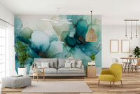 Blue floral wall mural for bedroom

