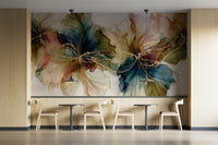 Modern mural wallpaper with dancing flowers

