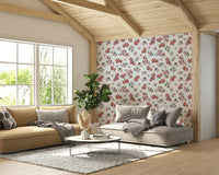 Vintage-style floral mural wallpaper

