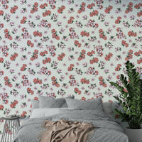 Gentle spring mural with scattered flowers

