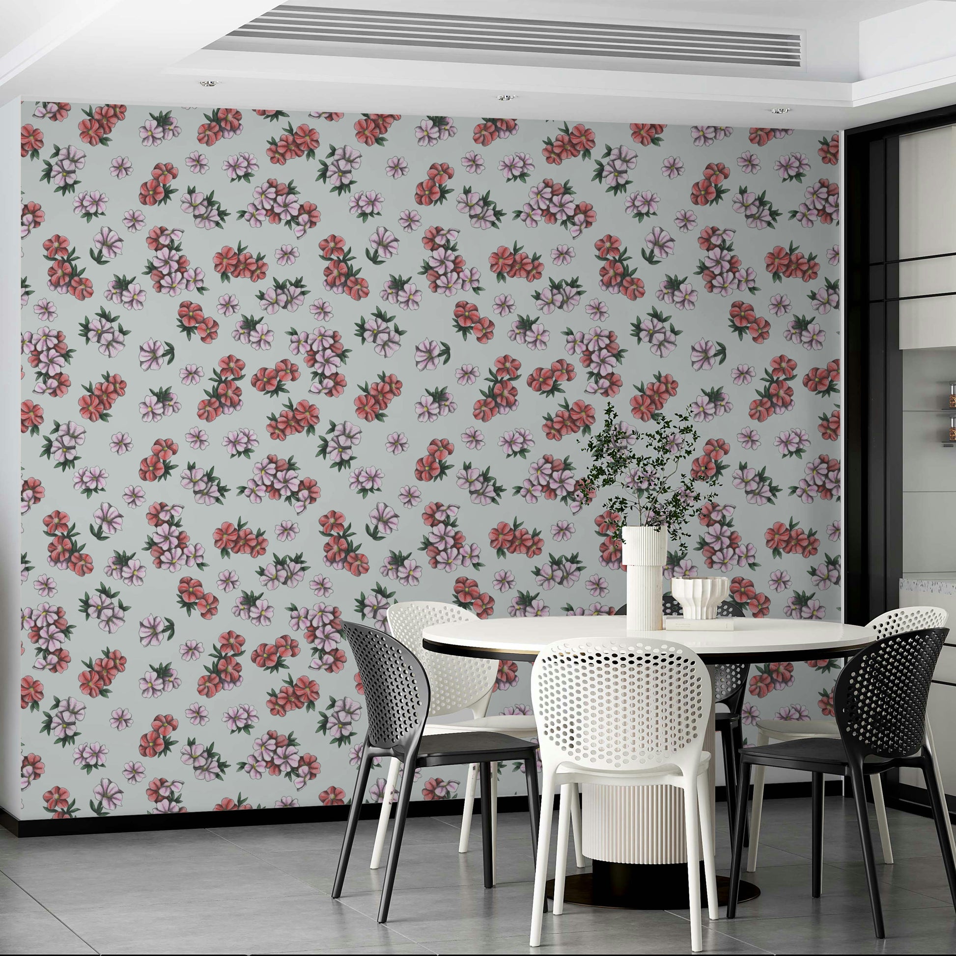 Pastel floral wall mural design

