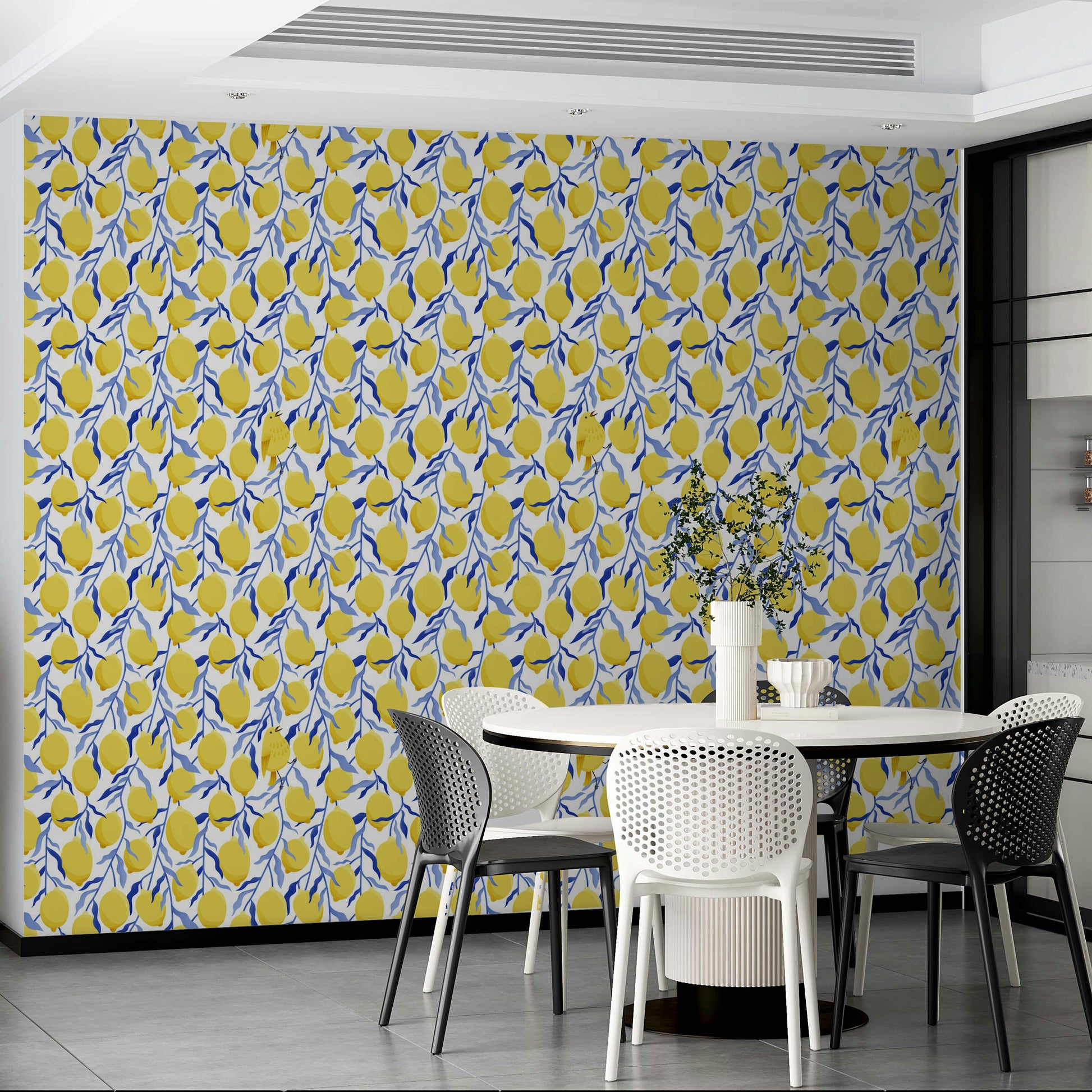 Bold citrus wallpaper for kitchen walls

