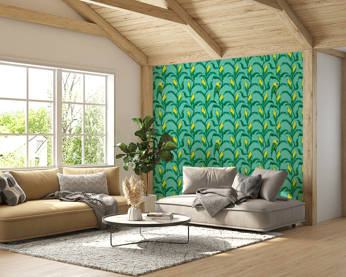 Parrot and corn wallpaper for walls

