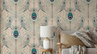 Regal peacock feather wallpaper design

