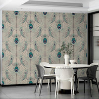 Off-white wallpaper with elegant feather pattern

