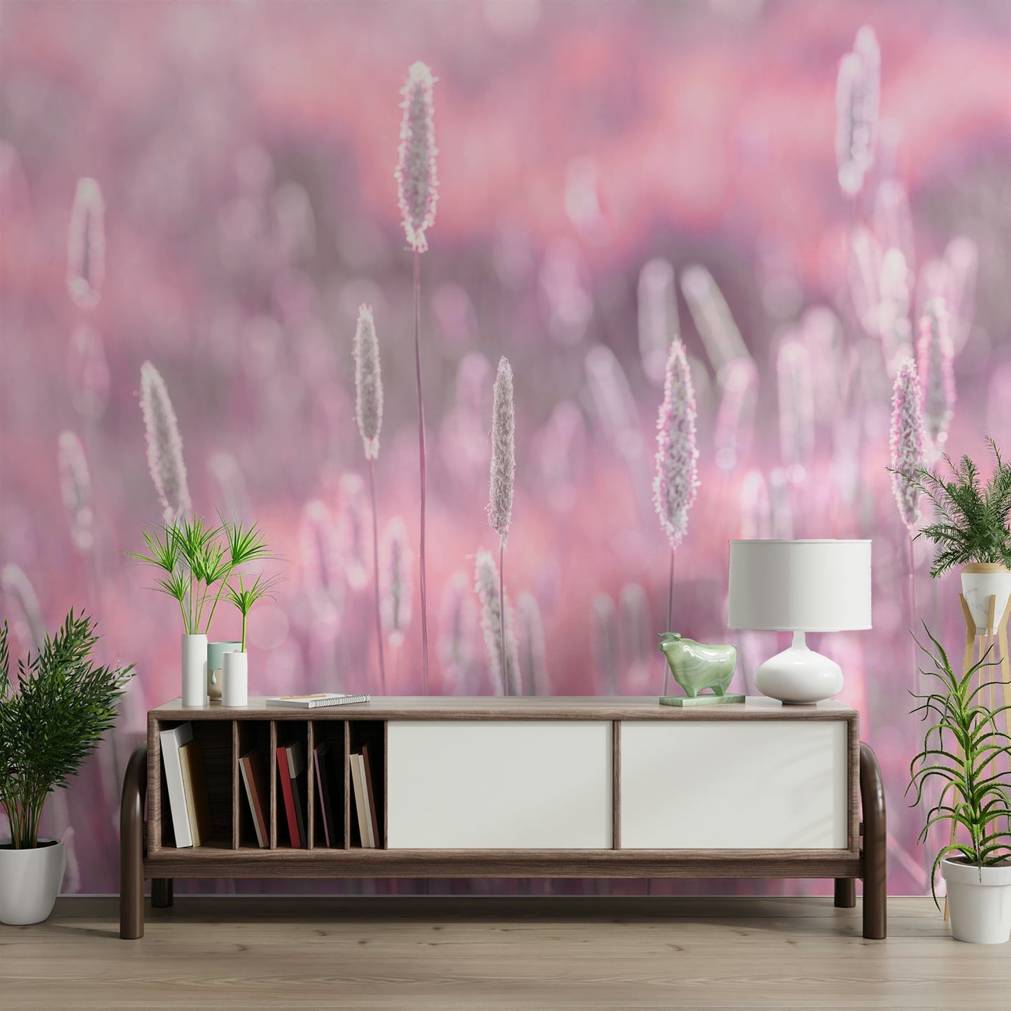 Tranquil field of flowers mural for interiors


