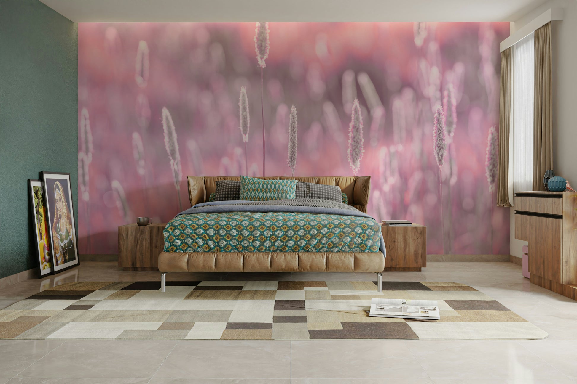 Soft pink floral design for cozy spaces

