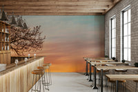 Peaceful sky mural with sunset colors

