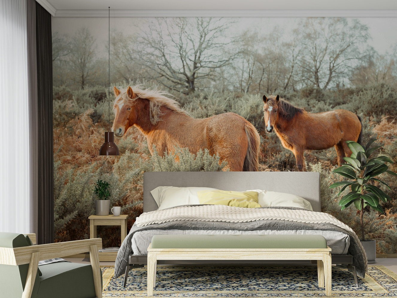 Wild horses running wall mural

