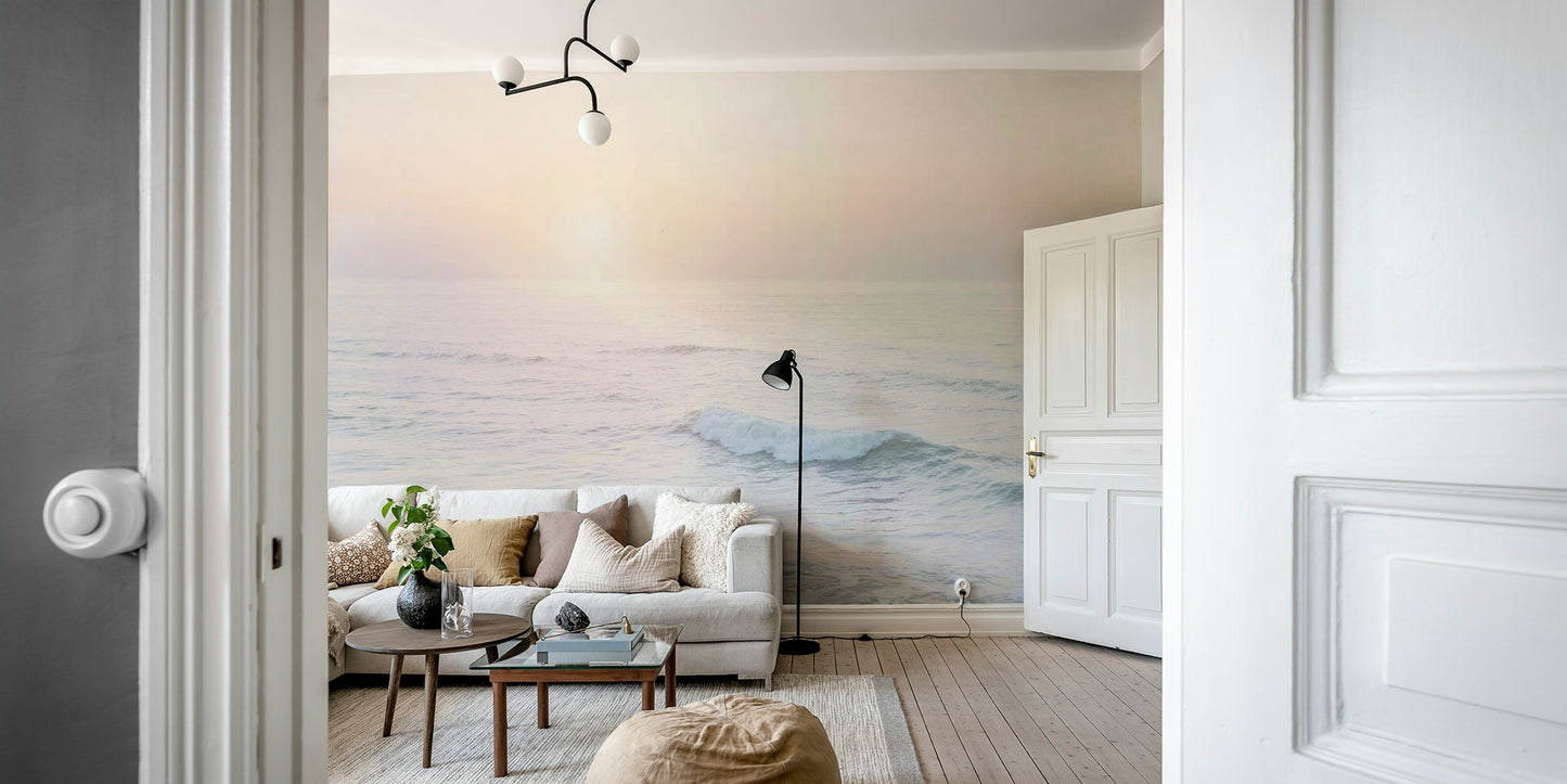Coastal-inspired mural wallpaper for a tranquil atmosphere

