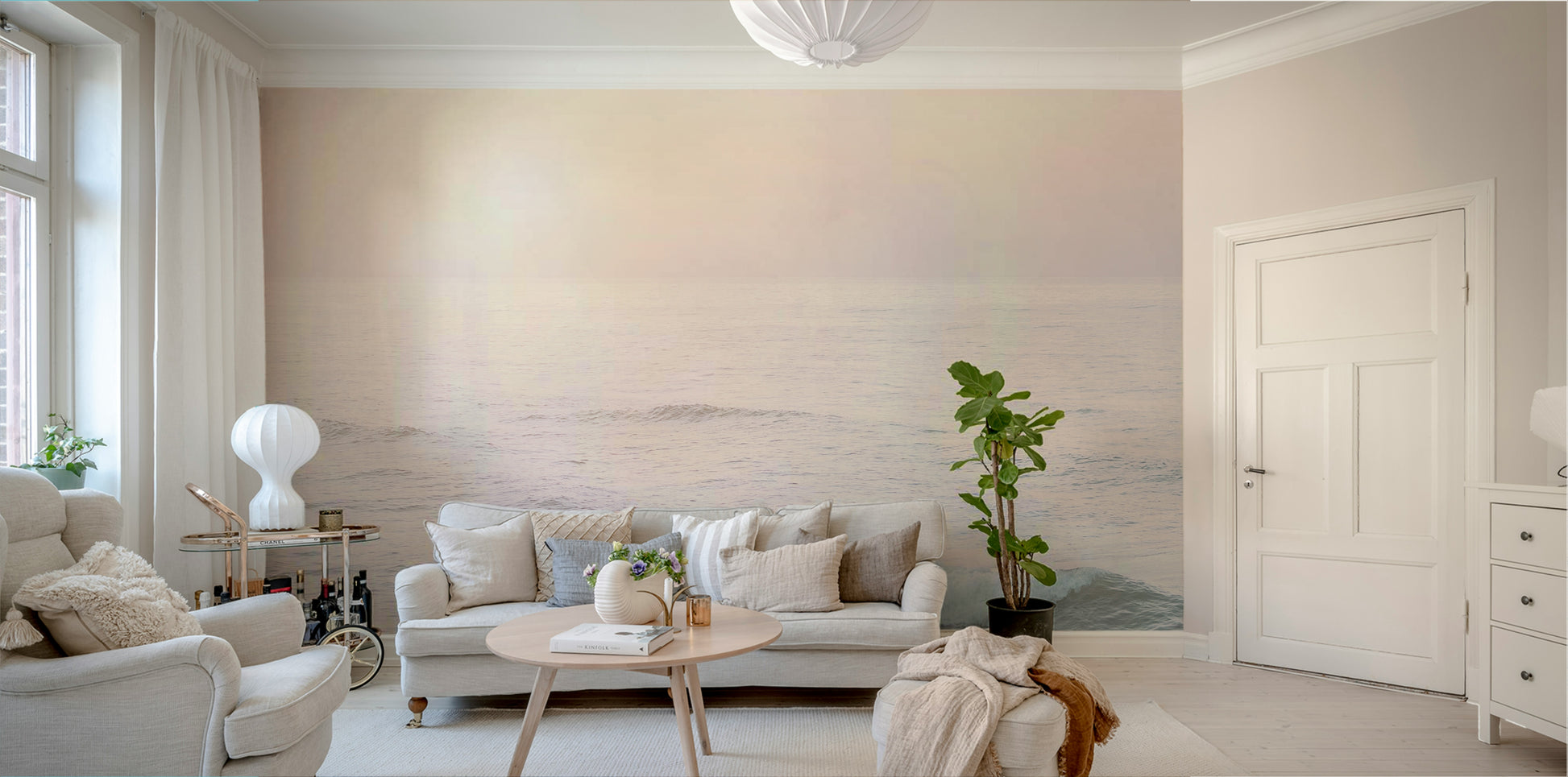 Evokes feelings of calm and serenity with soft wave designs

