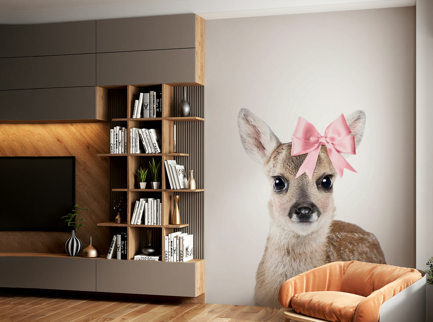 Whimsical deer design for a playful, elegant room aesthetic

