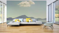 A wall mural depicting a tranquil vista
