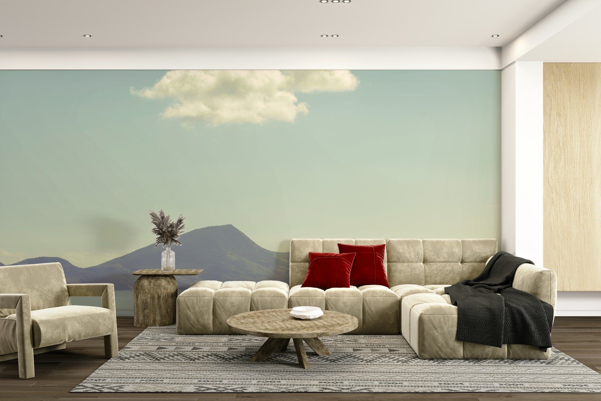 The appearance of fog or low clouds
