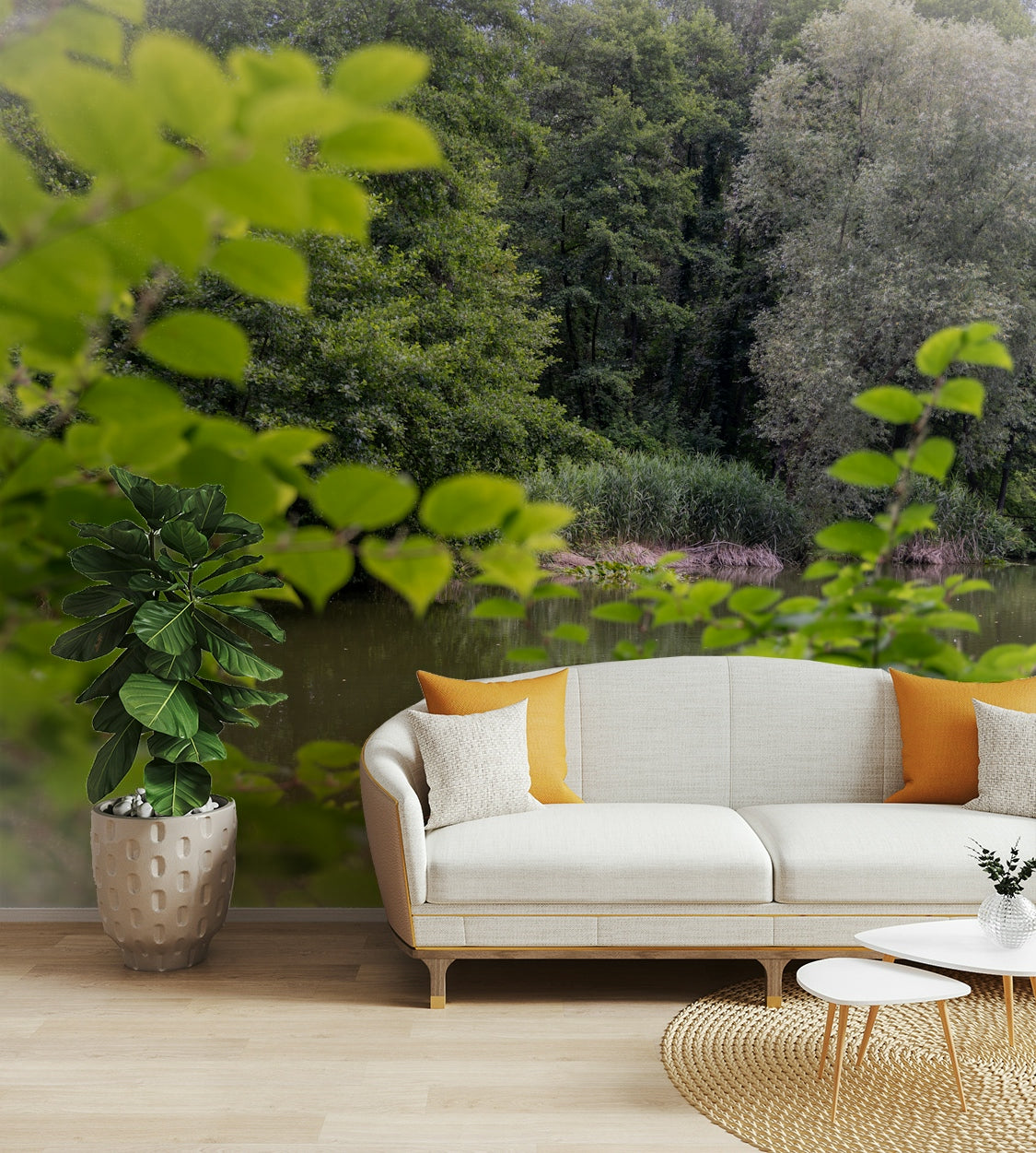 A sense of depth and tranquility in the scene
