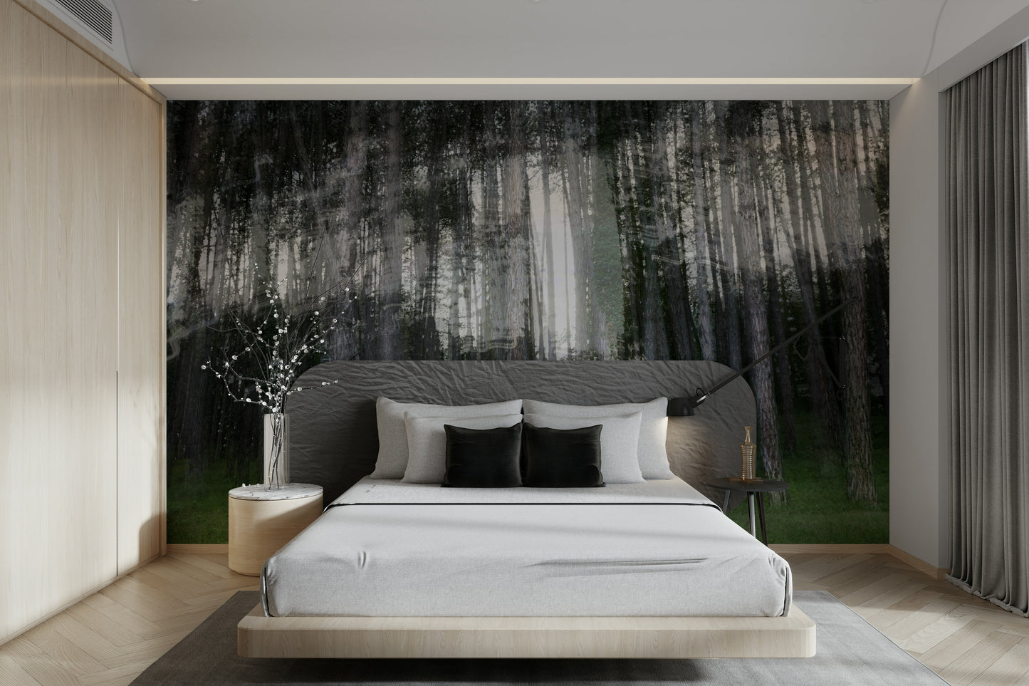 Blurred trees creating a serene atmosphere

