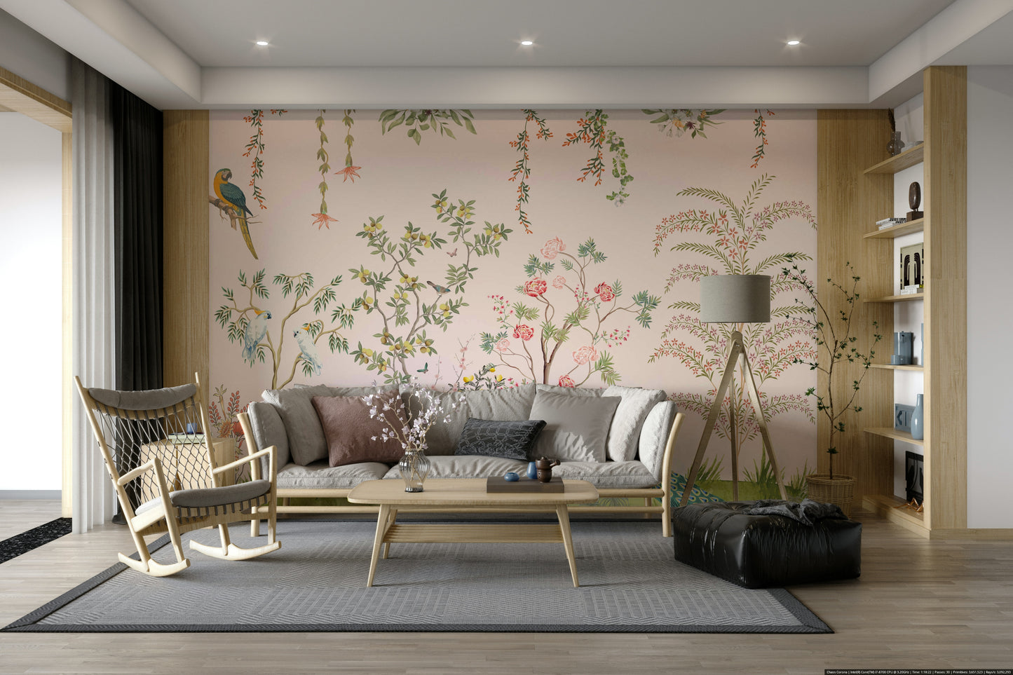 Chinoiserie Garden Wallpaper Mural Wall Mural