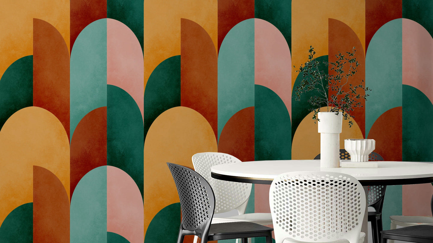 Mid Mod Geometry Sunburn Wallpaper⁠