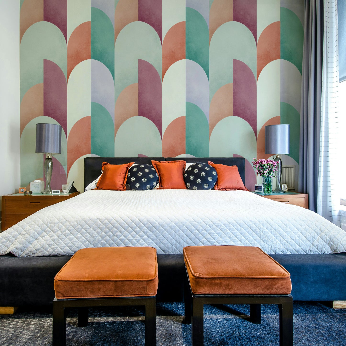 Mid Mod Geometry Sundown Wallpaper⁠