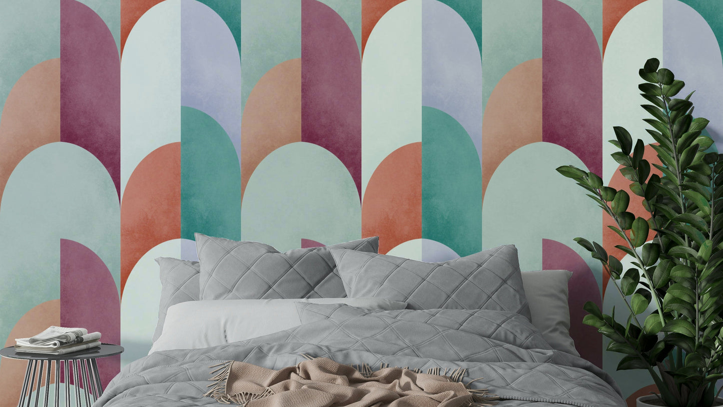 Mid Mod Geometry Sundown Wallpaper⁠
