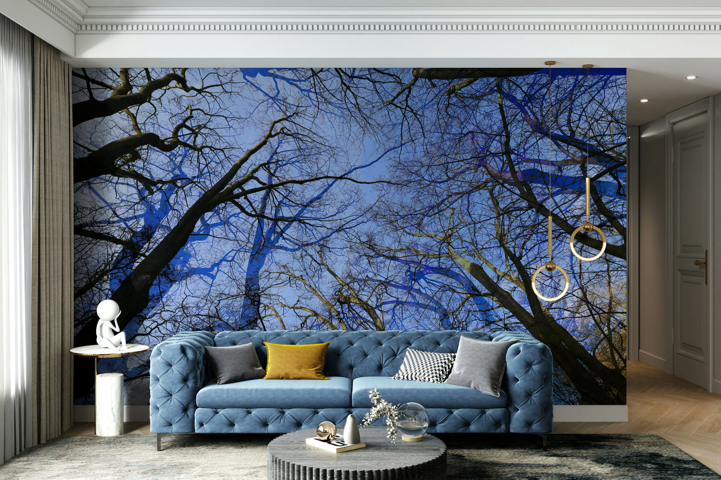 Skyward View: Abstract Tree Canopy Art Print Wall Mural