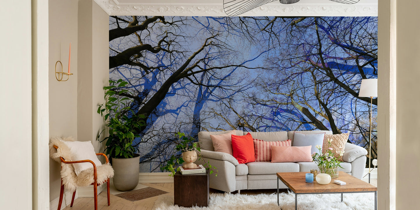 Skyward View: Abstract Tree Canopy Art Print Wall Mural