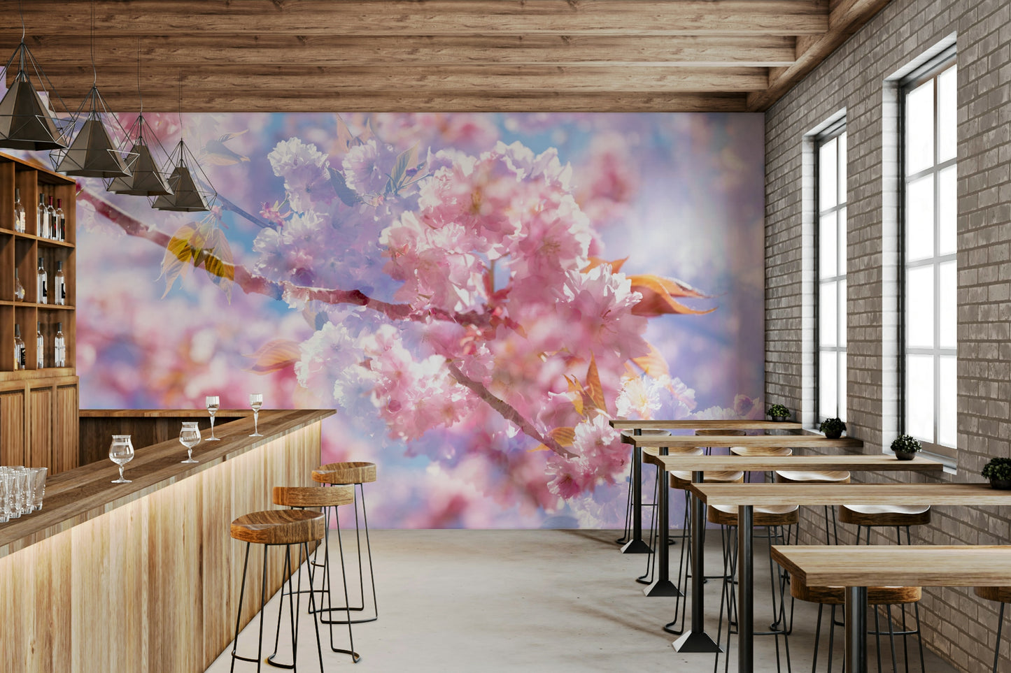Soft Pink Blossoms Photography | Delicate Spring Floral Art | Serene Nature Decor Wall Mural