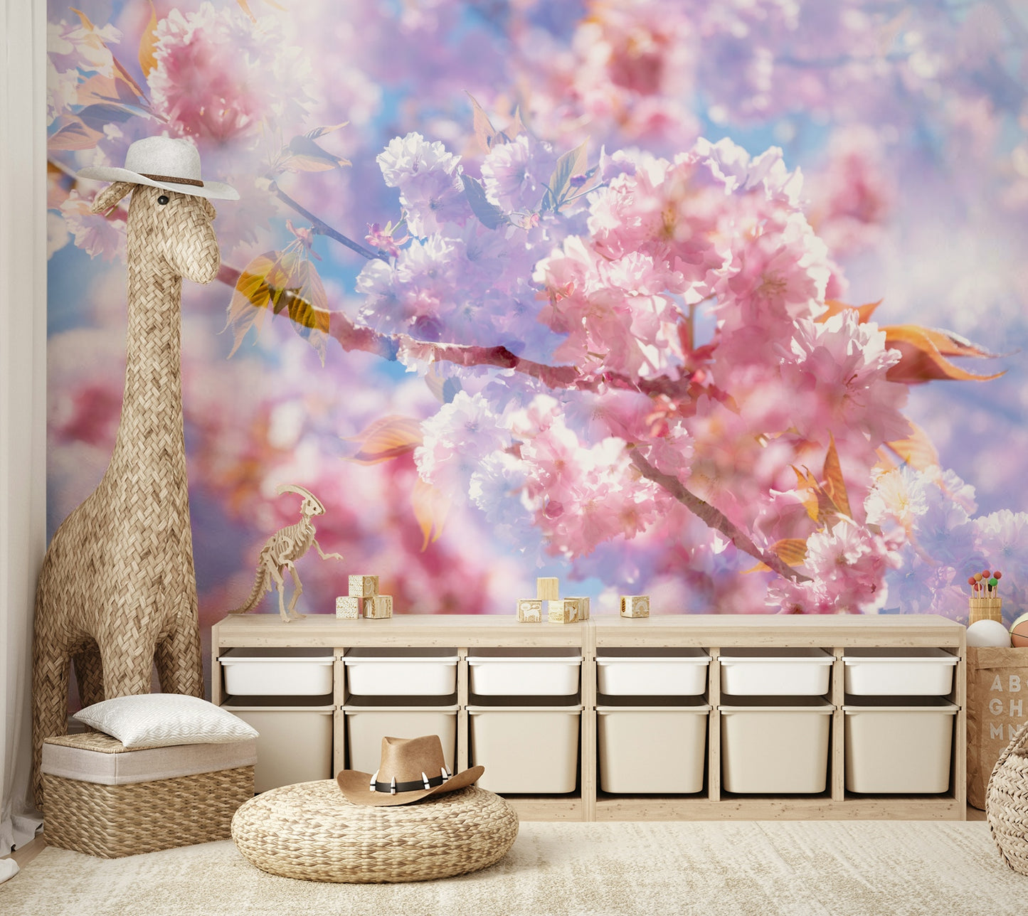 Soft Pink Blossoms Photography | Delicate Spring Floral Art | Serene Nature Decor Wall Mural