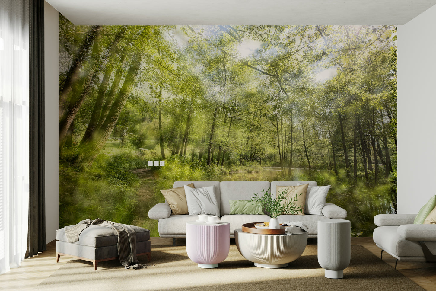 Tranquil Forest Reflection Art Print | Serene Nature Photography | Greenery Landscape Decor Wall Mural