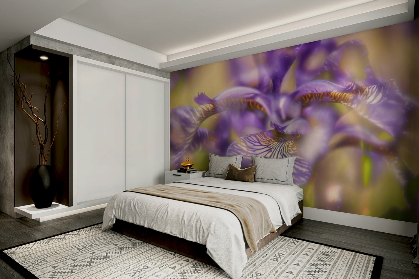 Ethereal Purple Iris Art Print | Delicate Floral Photography | Nature Wall Decor Wall Mural