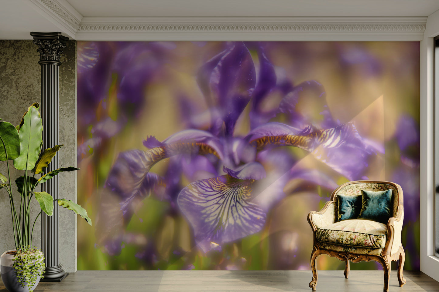 Ethereal Purple Iris Art Print | Delicate Floral Photography | Nature Wall Decor Wall Mural