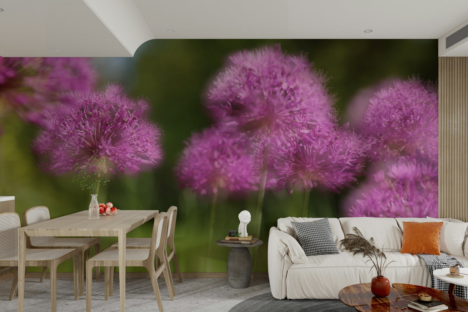 The wall mural is the main feature on a bedroom wall.

