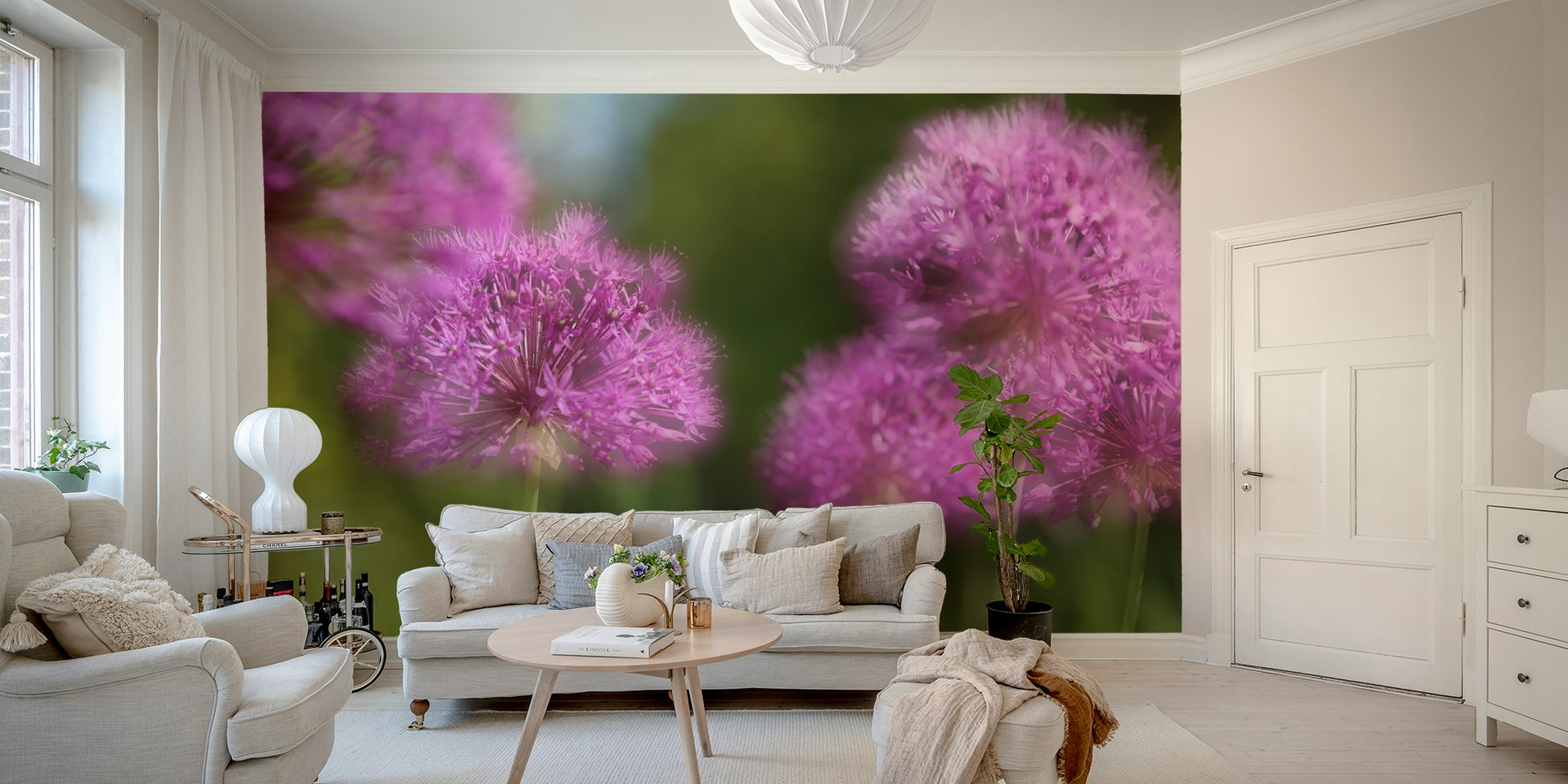 The room feels serene and quiet due to the artwork.

